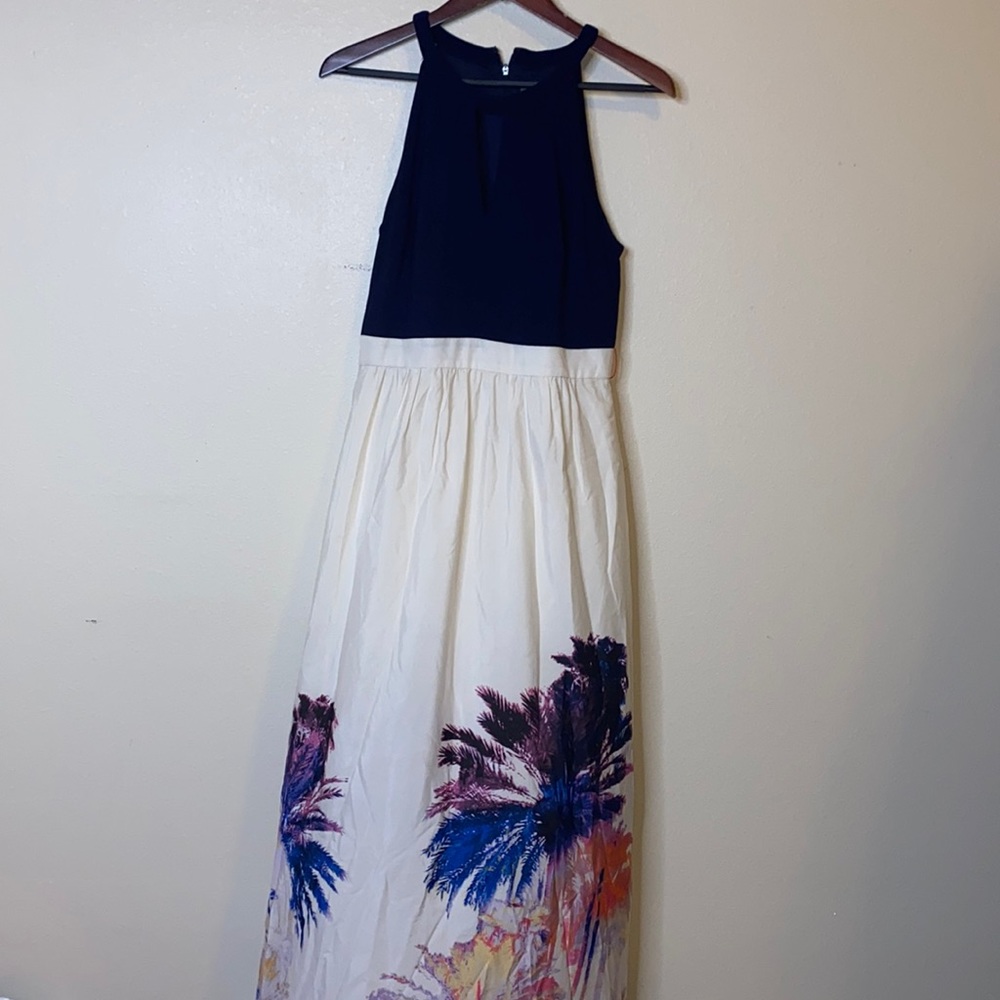 Vince Camuto Palm Tree Maxi Dress Jersey Sz 10
